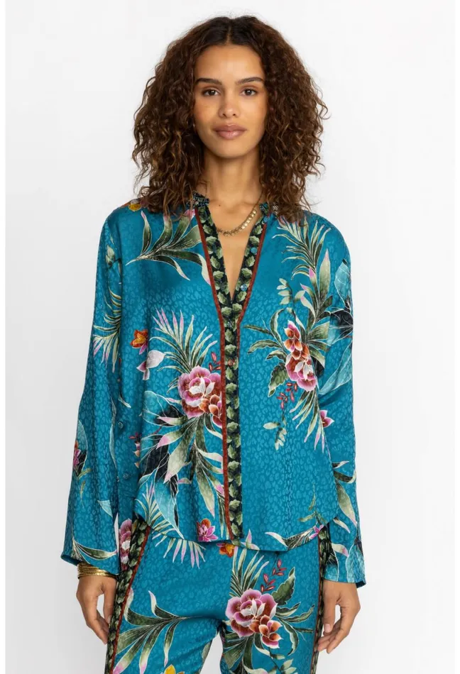 Women Johnny Was Tops Lagoon Belinda Button Up Lagoon