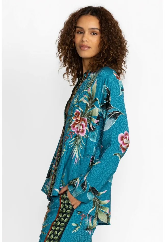 Women Johnny Was Tops Lagoon Belinda Button Up Lagoon