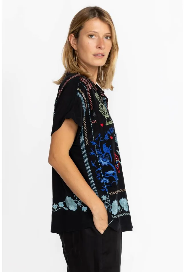 Women Johnny Was Tops Nahmad Blouse Black
