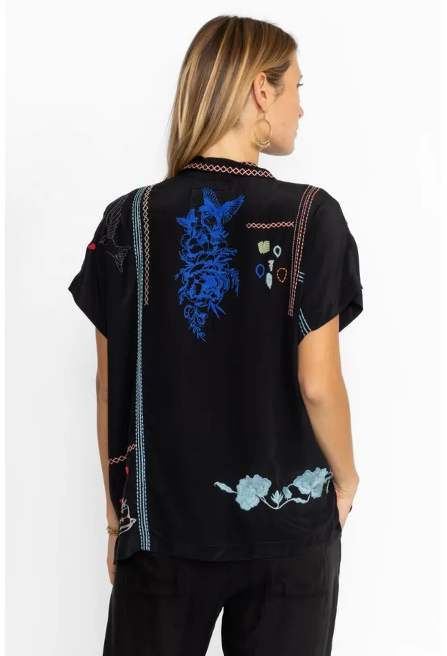 Women Johnny Was Tops Nahmad Blouse Black