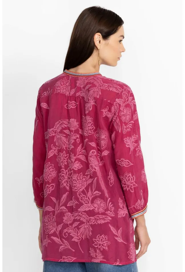 Women Johnny Was Tops Noah Cabana Tunic Rumba Red