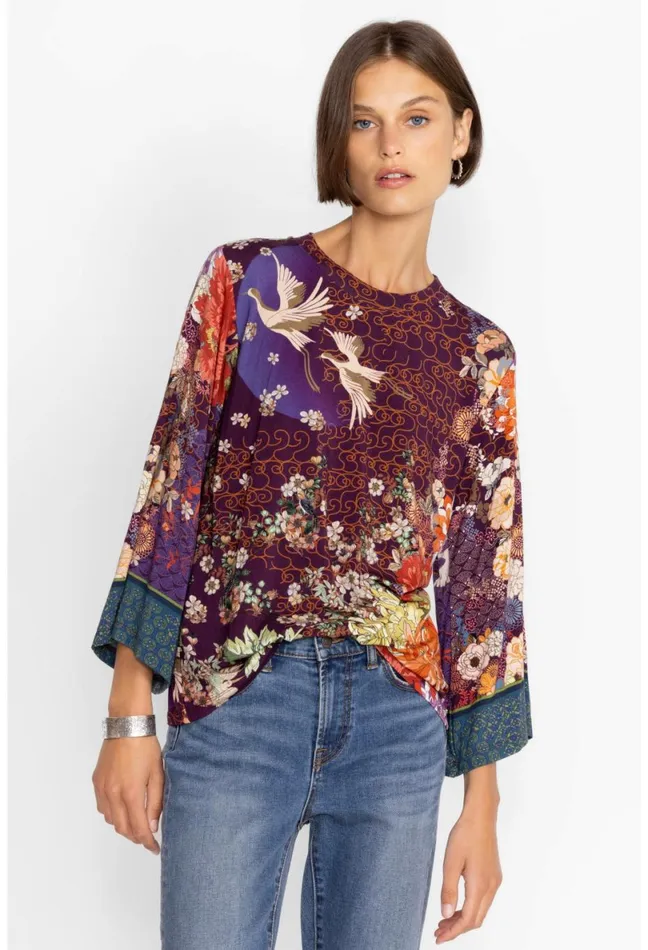 Women Johnny Was Tops Phoenix Kimono Sleeve Tee Phoenix
