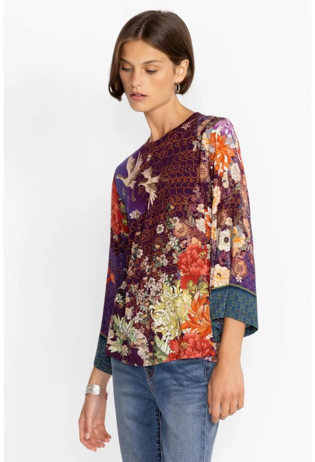 Women Johnny Was Tops Phoenix Kimono Sleeve Tee Phoenix
