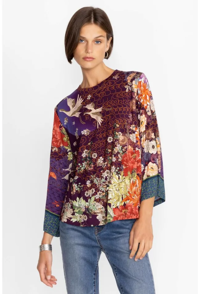 Women Johnny Was Tops Phoenix Kimono Sleeve Tee Phoenix
