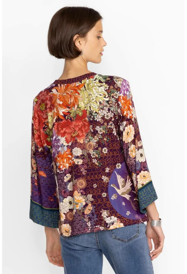 Women Johnny Was Tops Phoenix Kimono Sleeve Tee Phoenix