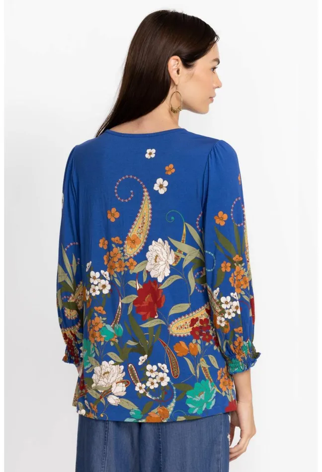Women Johnny Was Tops Tee Bee Smocked Sleeve Tee Teebee