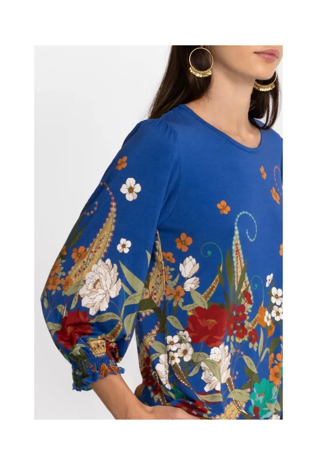 Women Johnny Was Tops Tee Bee Smocked Sleeve Tee Teebee