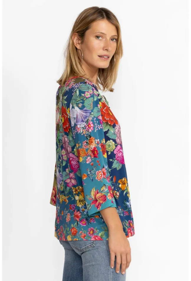 Women Johnny Was Tops The Janie Favorite Button Front Henley Neutra