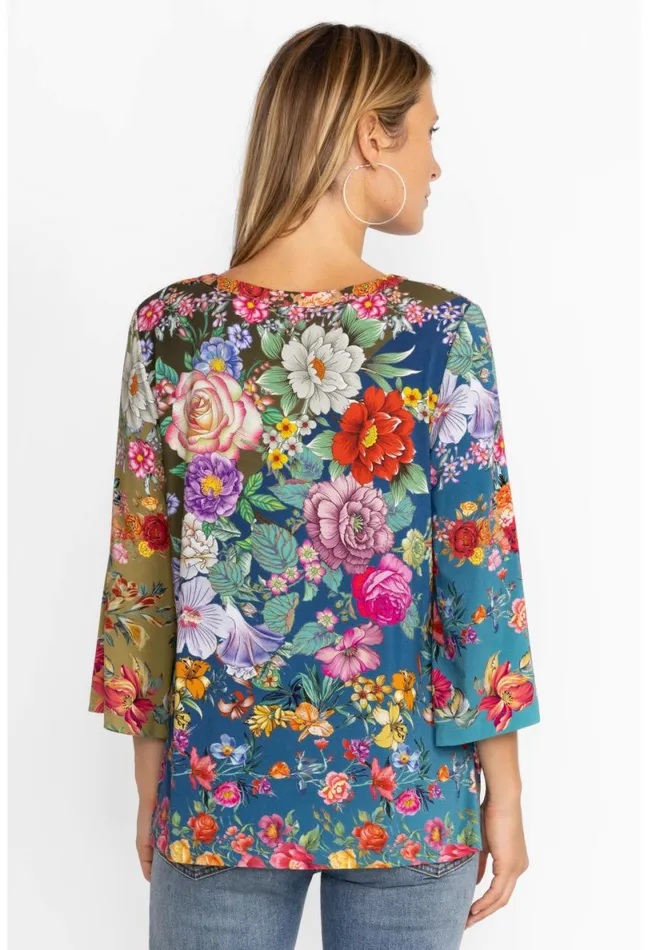 Women Johnny Was Tops The Janie Favorite Button Front Henley Neutra
