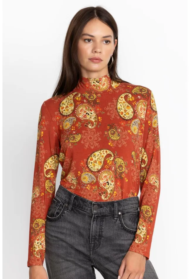 Women Johnny Was Tops The Janie Favorite Mock Neck Paisley Lace