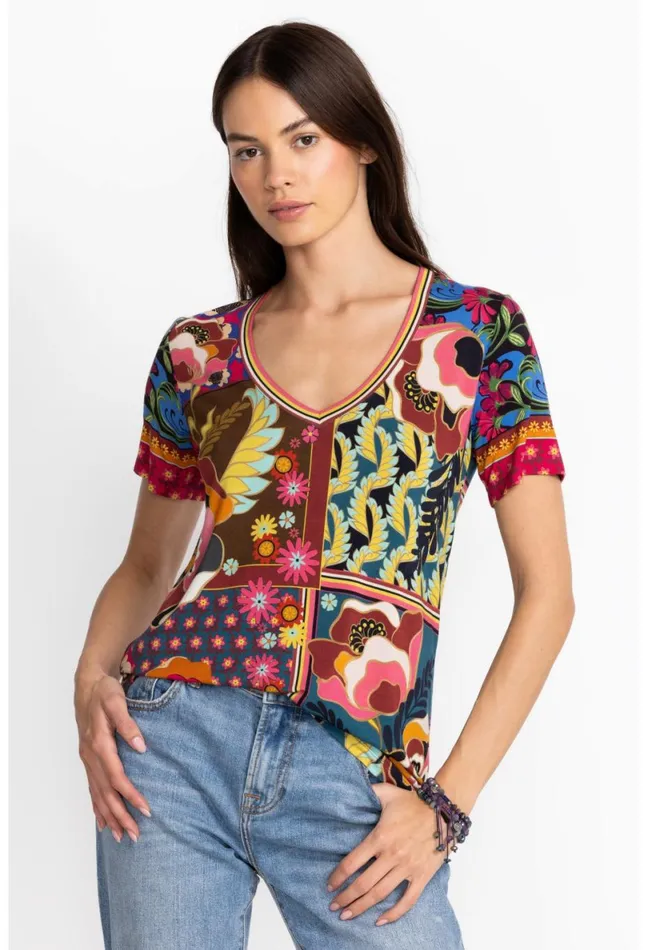 Women Johnny Was Tops The Janie Favorite Short Sleeve VNeck Tee Promisino