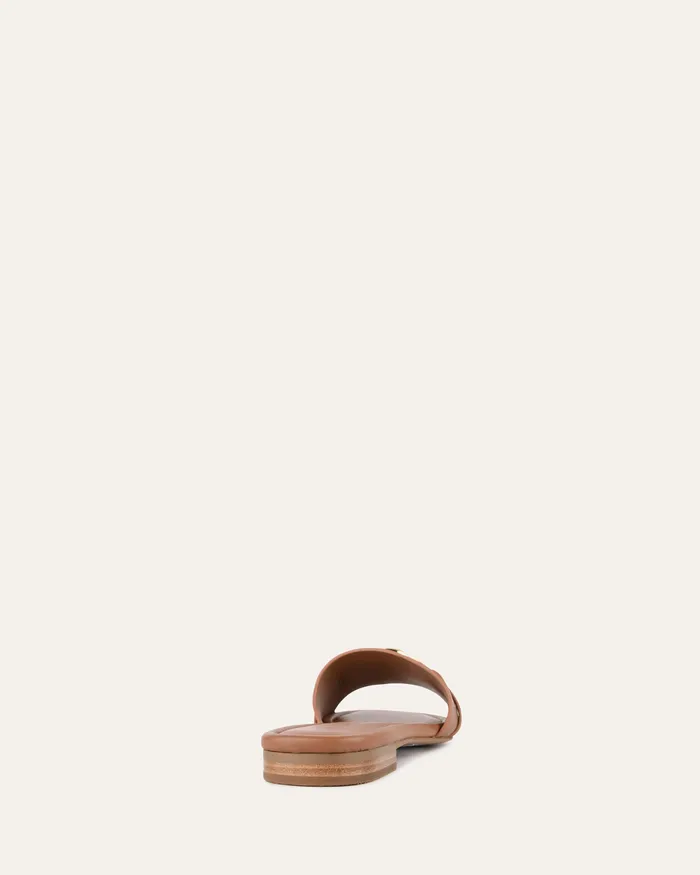 Women jomercer Pablo flat slide dark tan leather FLAT SANDALS