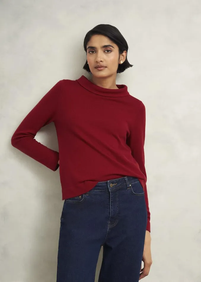 Women Jumpers and Cardigans Hobbs Audrey Wool Cashmere Jumper Pomegranate