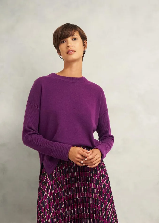 Women Jumpers and Cardigans Hobbs Darla Jumper With Cashmere Vibrant Purple