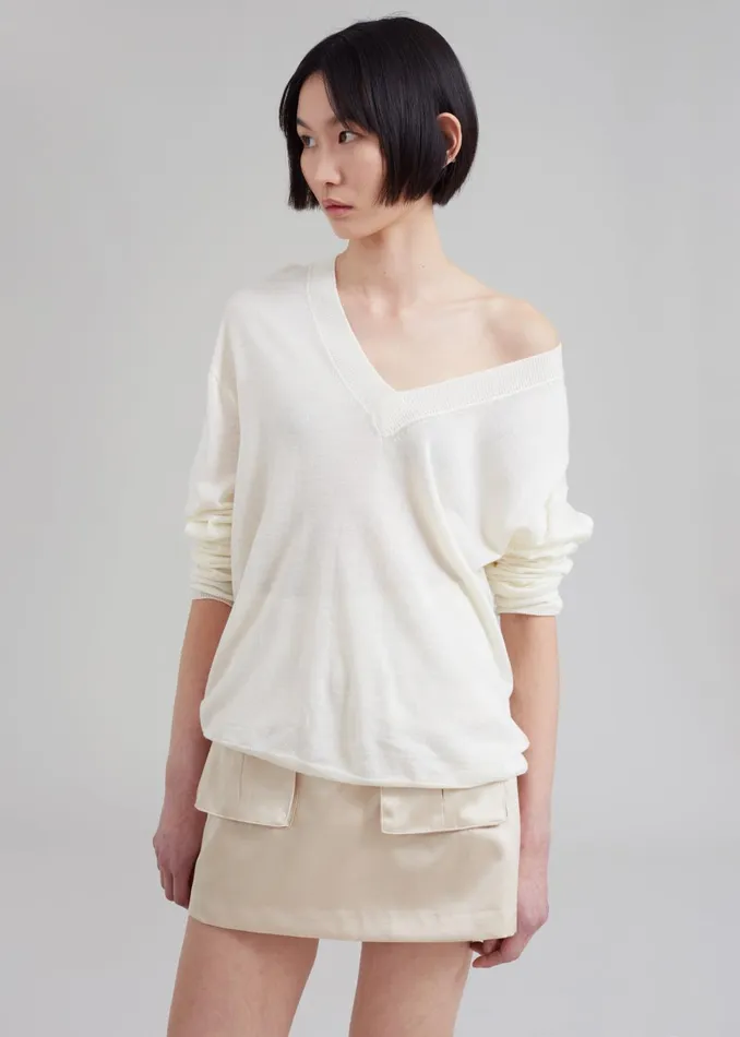 Women Juro VNeck Knit 8211 Cream The Frankie Shop Knitwear