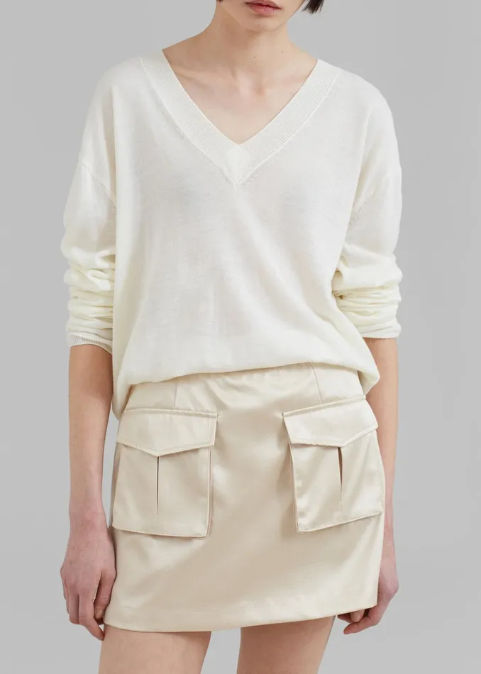 Women Juro VNeck Knit 8211 Cream The Frankie Shop Knitwear