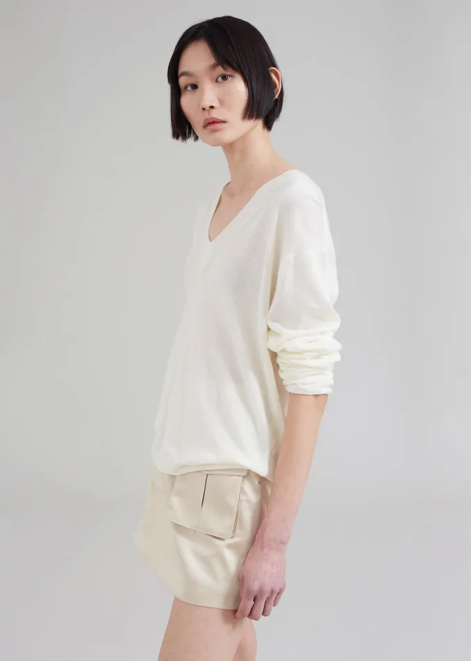 Women Juro VNeck Knit 8211 Cream The Frankie Shop Knitwear
