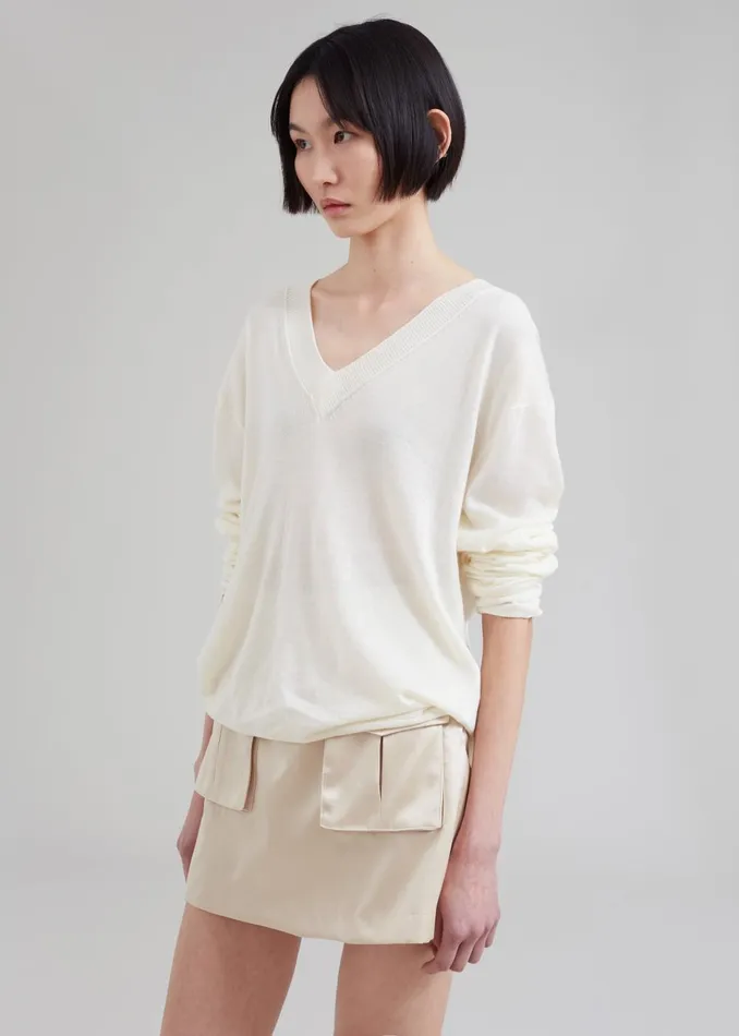 Women Juro VNeck Knit 8211 Cream The Frankie Shop Knitwear
