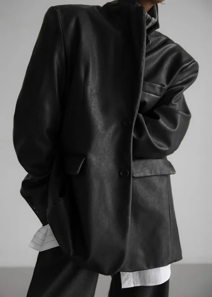 Women Kelso Faux Leather Blazer 8211 Black The Frankie Shop Outerwear