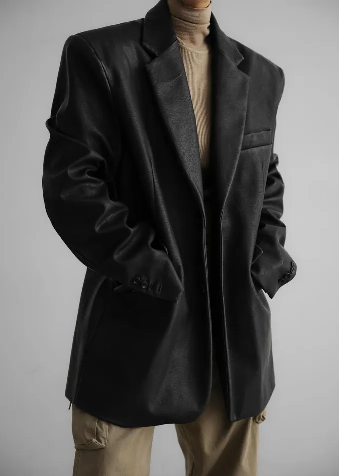 Women Kelso Faux Leather Blazer 8211 Black The Frankie Shop Outerwear