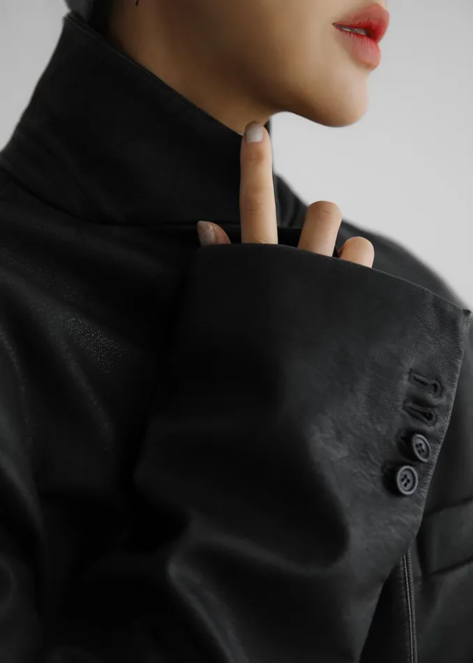 Women Kelso Faux Leather Blazer 8211 Black The Frankie Shop Outerwear