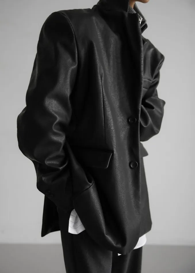 Women Kelso Faux Leather Blazer 8211 Black The Frankie Shop Outerwear