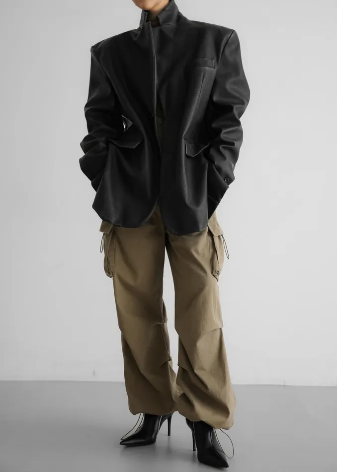 Women Kelso Faux Leather Blazer 8211 Black The Frankie Shop Outerwear