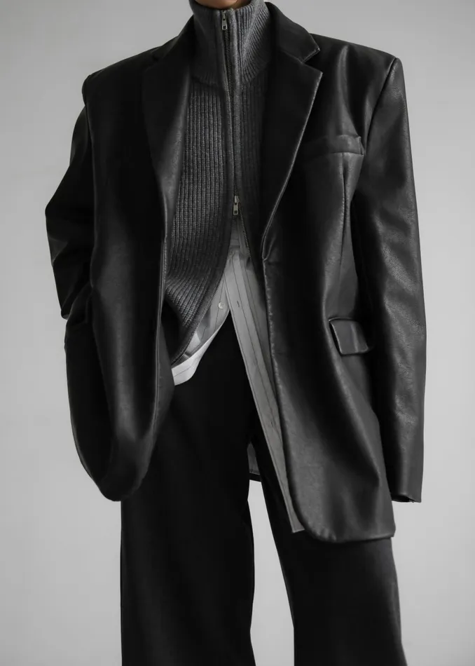 Women Kelso Faux Leather Blazer 8211 Black The Frankie Shop Outerwear