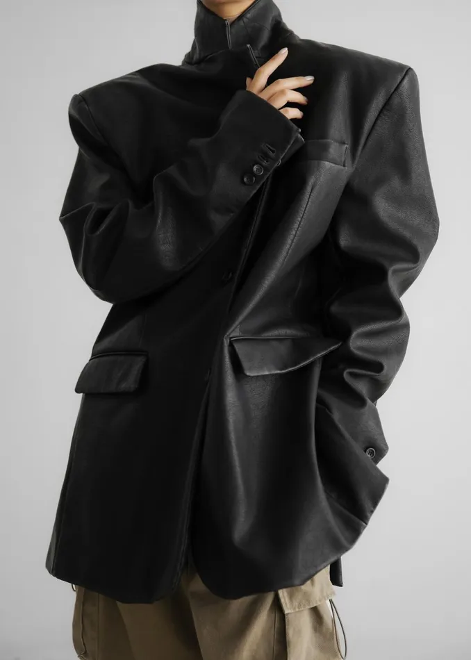 Women Kelso Faux Leather Blazer 8211 Black The Frankie Shop Outerwear