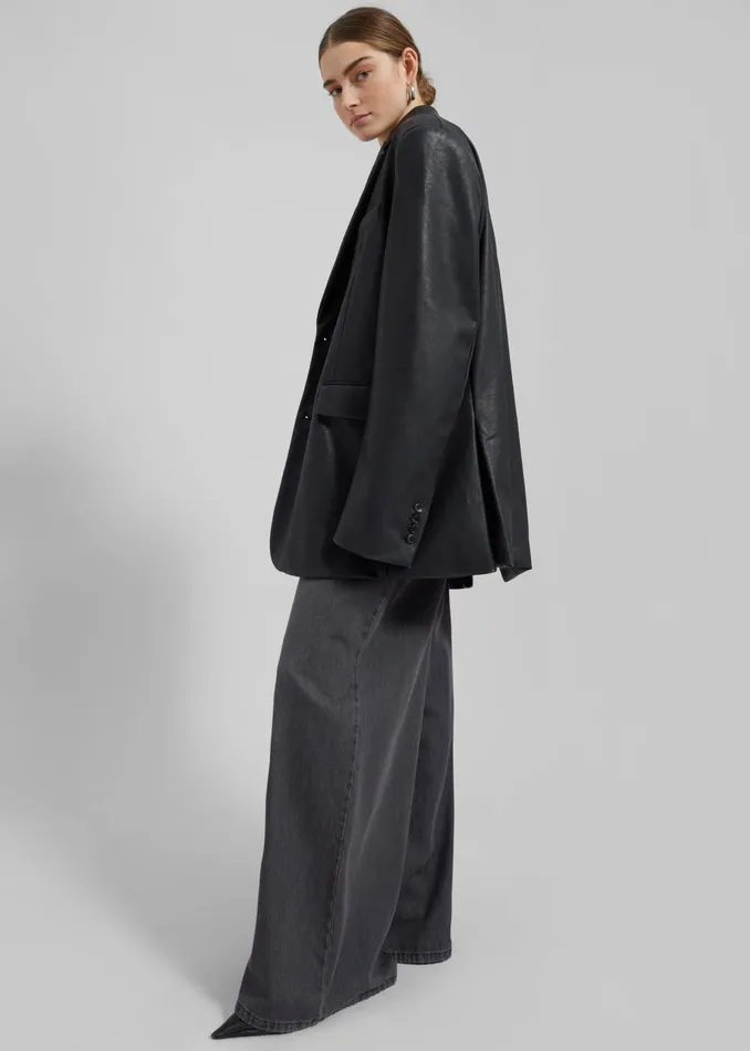 Women Kelso Faux Leather Blazer 8211 Black The Frankie Shop Outerwear