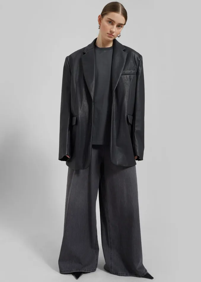 Women Kelso Faux Leather Blazer 8211 Black The Frankie Shop Outerwear