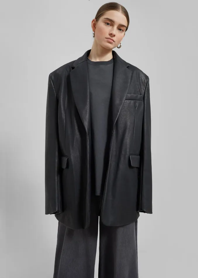 Women Kelso Faux Leather Blazer 8211 Black The Frankie Shop Outerwear