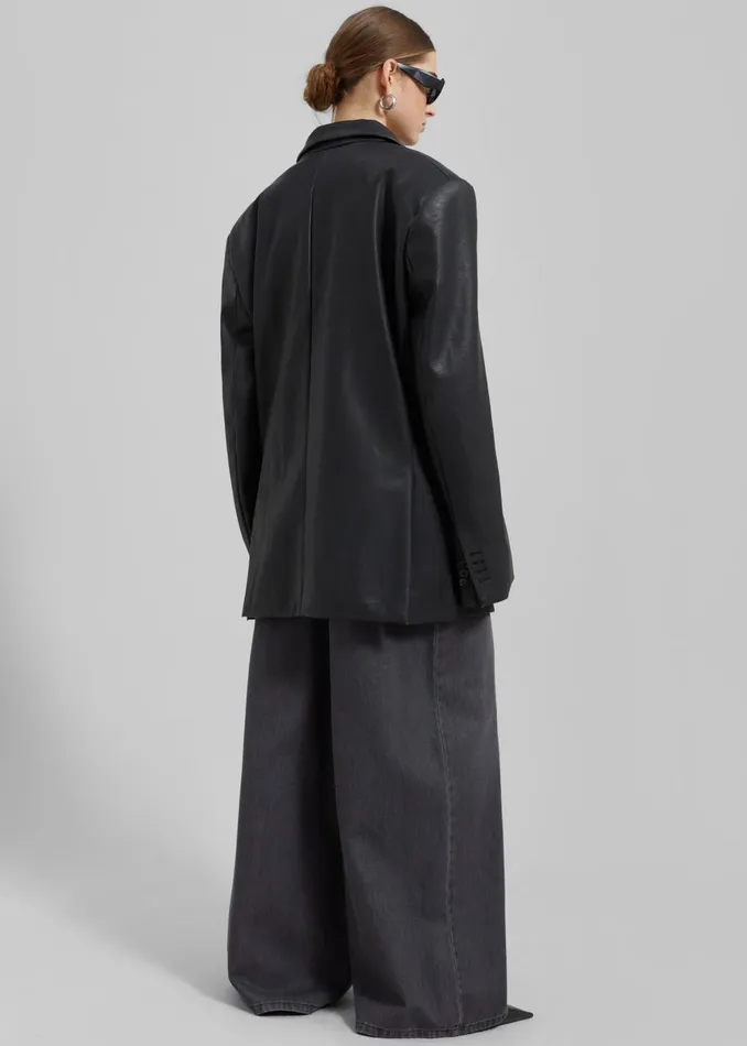 Women Kelso Faux Leather Blazer 8211 Black The Frankie Shop Outerwear