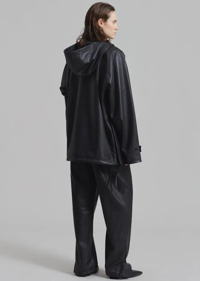 Women Kevin Leather Hooded Overshirt 8211 Black The Frankie Shop Tops