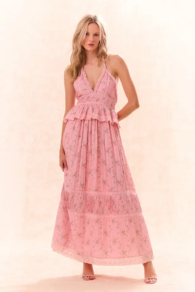 WomenKids Dresses LoveShackFancy Avice Halter Cotton Print Maxi Dress Pink Dusk WomenKids Dresses LoveShackFancy Avice Halter Cotton Print Maxi Dress Pink Dusk
