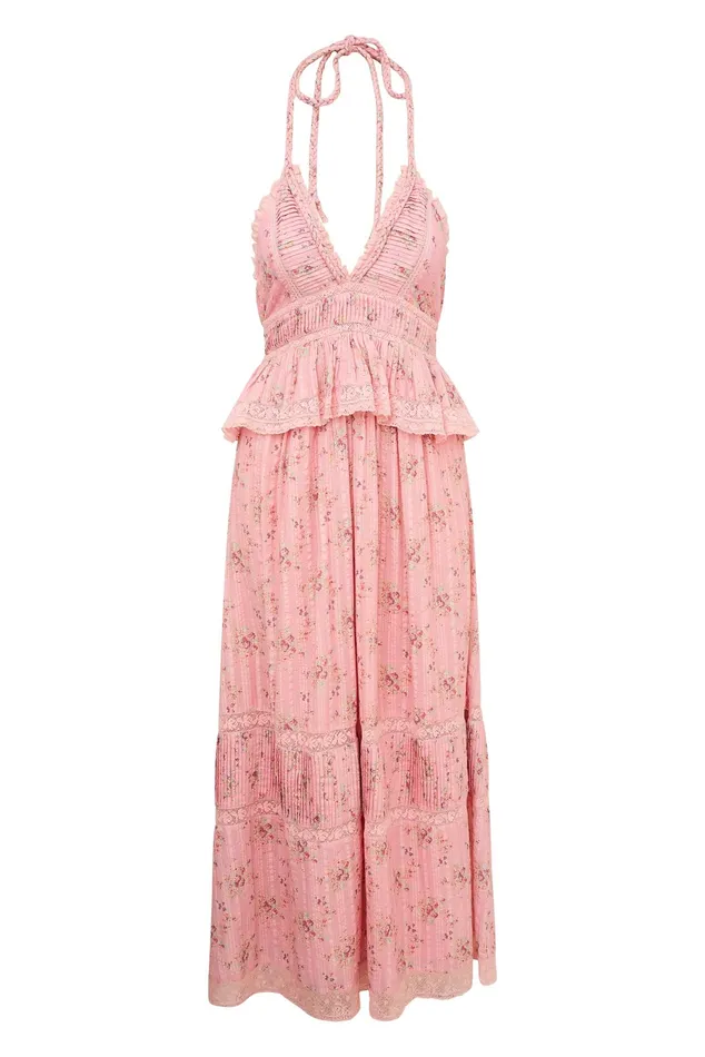 WomenKids Dresses LoveShackFancy Avice Halter Cotton Print Maxi Dress Pink Dusk WomenKids Dresses LoveShackFancy Avice Halter Cotton Print Maxi Dress Pink Dusk