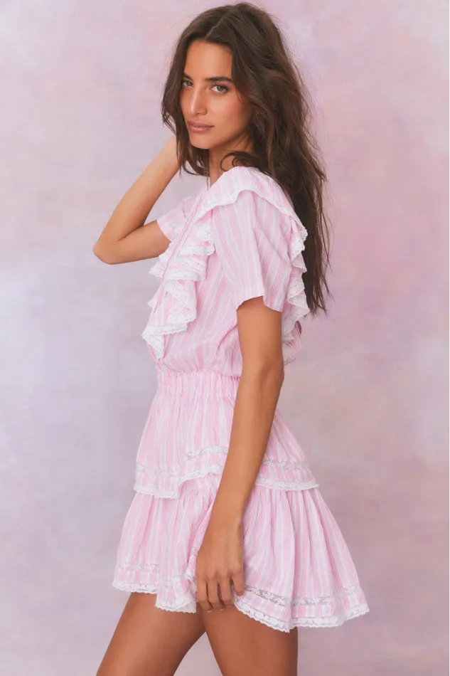 WomenKids Dresses LoveShackFancy Natasha Stripe Cotton Mini Dress Captiva Pink