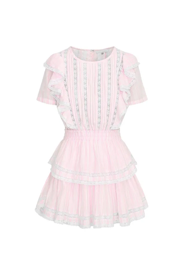 WomenKids Dresses LoveShackFancy Natasha Stripe Cotton Mini Dress Captiva Pink