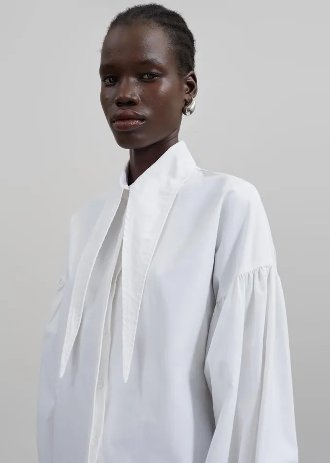Women Klara Long Collar Shirt 8211 White The Frankie Shop Tops