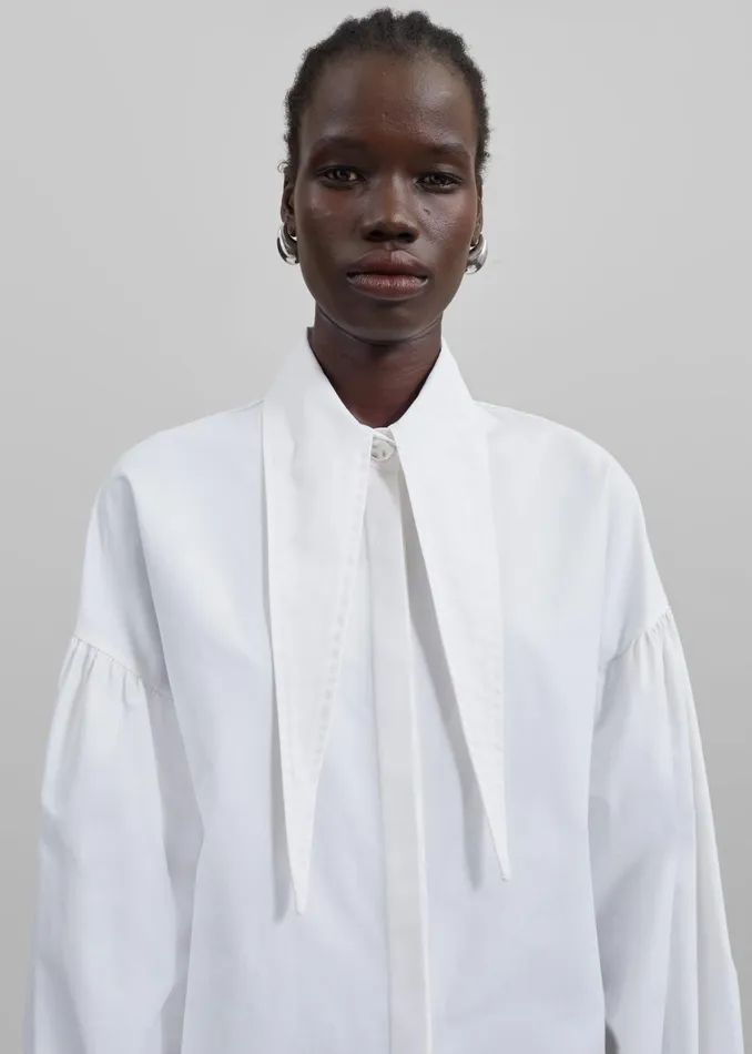 Women Klara Long Collar Shirt 8211 White The Frankie Shop Tops
