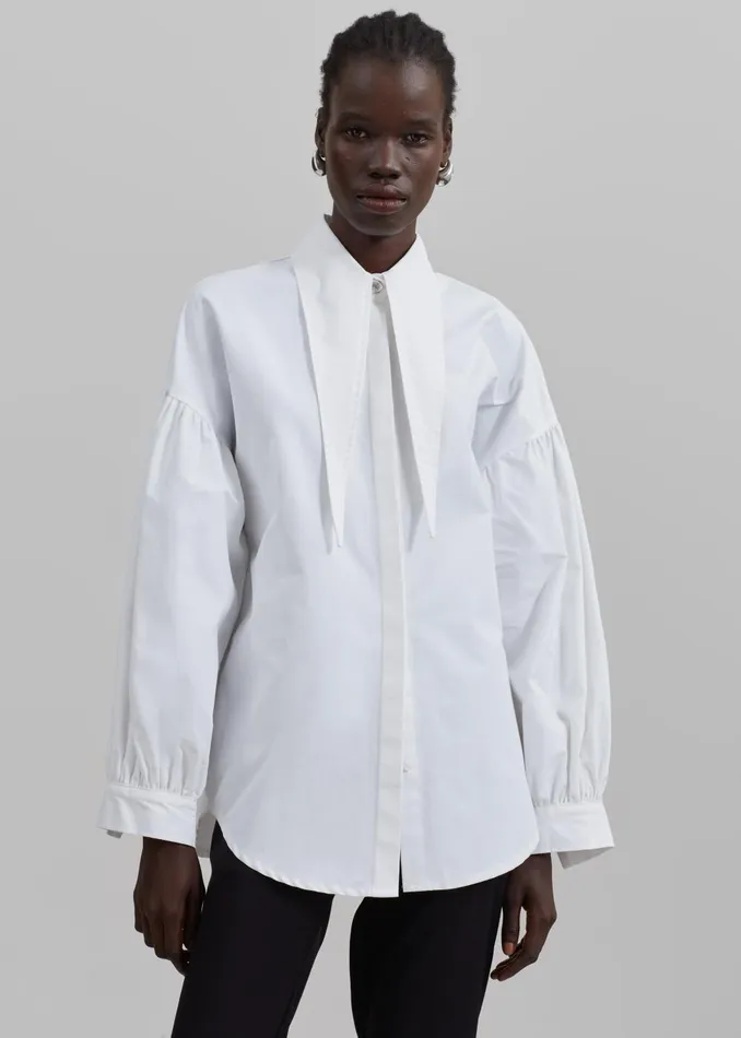 Women Klara Long Collar Shirt 8211 White The Frankie Shop Tops