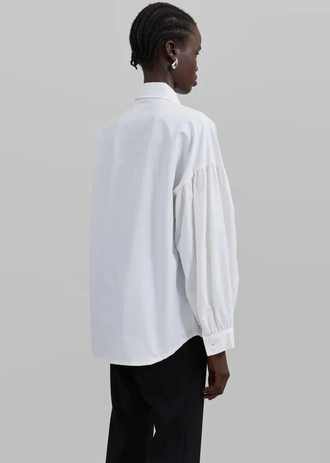 Women Klara Long Collar Shirt 8211 White The Frankie Shop Tops
