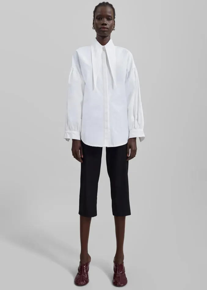 Women Klara Long Collar Shirt 8211 White The Frankie Shop Tops