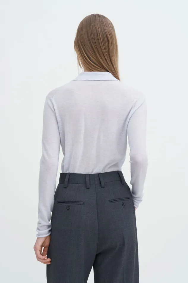 Women Knit Polo Sweater Mist Blue Filippa K Knitwear