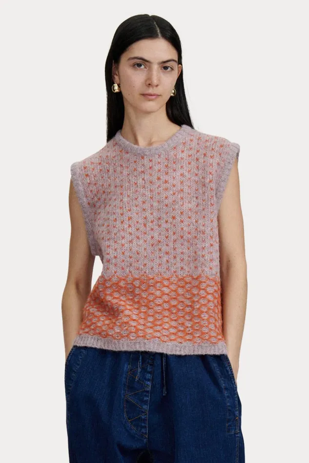 Women Knits Rachel Comey Kiuru Vest Lavender Multi Women Knits Rachel Comey Kiuru Vest Lavender Multi