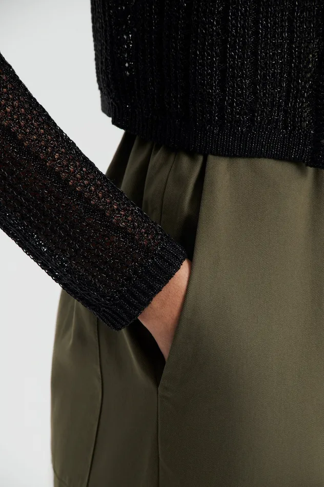 Women Knitwear Scanlan Theodore METALLIC KNIT CROP CARDIGAN BLACK Women Knitwear Scanlan Theodore METALLIC KNIT CROP CARDIGAN BLACK