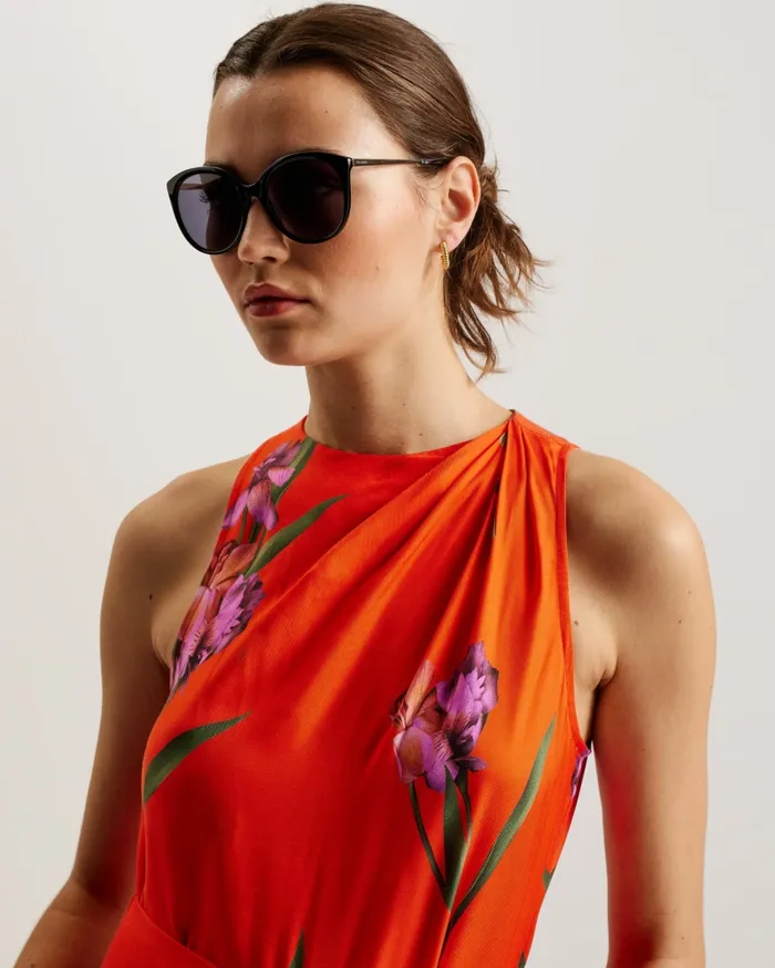 Women LEEYLA 8211 Oversized Round Frame Sunglasses Black Ted Baker Sunglasses