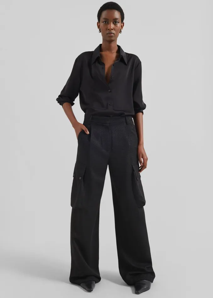 Women Lestel Shimmer Cargo Pants 8211 Black The Frankie Shop Bottoms
