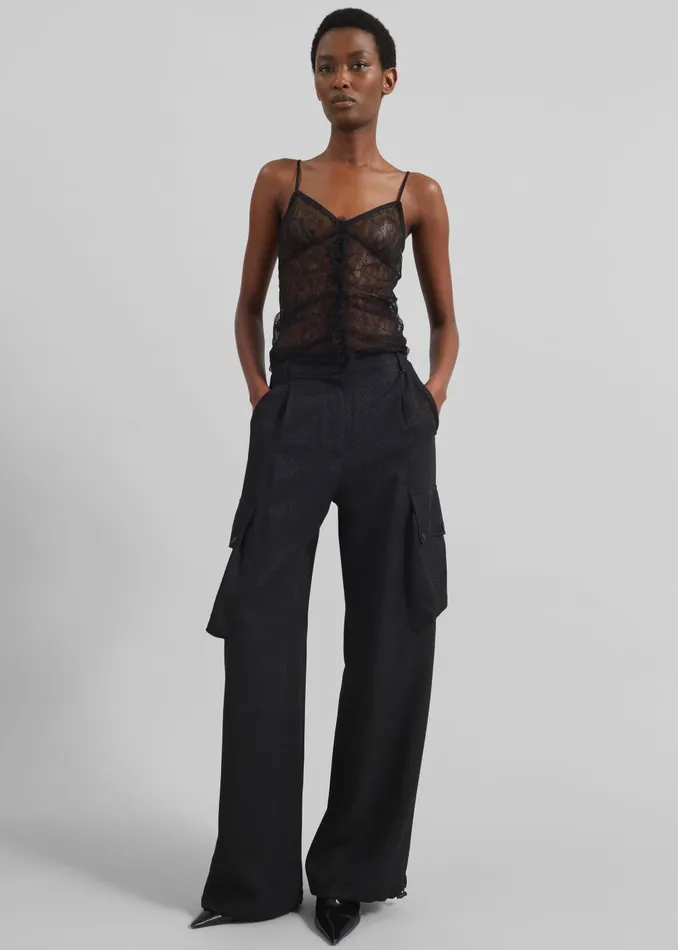Women Lestel Shimmer Cargo Pants 8211 Black The Frankie Shop Bottoms