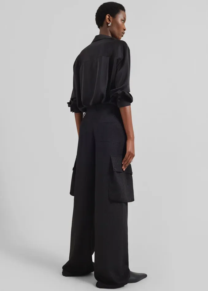Women Lestel Shimmer Cargo Pants 8211 Black The Frankie Shop Bottoms